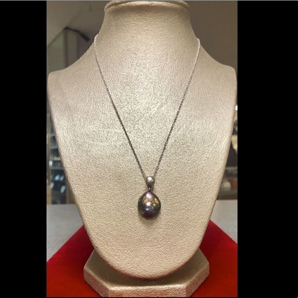 Honora blue/gray Pearl Pendant Necklace Sterling Silver 925 - Picture 6 of 6